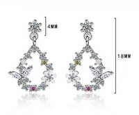 1 Pair Fairy Style Elegant Lady Water Droplets Flower Inlay Copper Zircon Drop Earrings main image 2