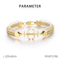 Simple Style Anchor 304 Stainless Steel Patchwork 18K Gold Plated Men's Bracelets main image 2