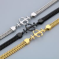 Simple Style Anchor 304 Stainless Steel Patchwork 18K Gold Plated Men's Bracelets main image 4