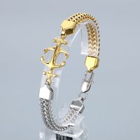 Simple Style Anchor 304 Stainless Steel Patchwork 18K Gold Plated Men's Bracelets main image 6