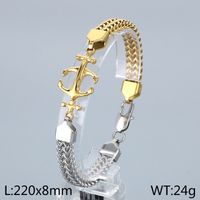 Style Simple Ancre Acier Inoxydable 304 Patchwork Plaqué Or 18K Hommes Bracelets sku image 2