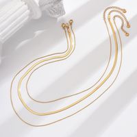 304 Stainless Steel 14K Gold Plated Classic Style Solid Color Layered Necklaces main image 4