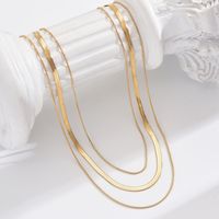 304 Stainless Steel 14K Gold Plated Classic Style Solid Color Layered Necklaces main image 1
