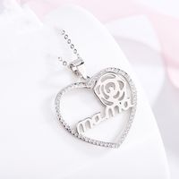 Simple Style Heart Shape Sterling Silver Plating Zircon Pendant Necklace 1 Piece main image 3