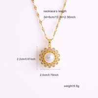 304 Stainless Steel 18K Gold Plated Cute Diamond Round Flower Zircon Pendant Necklace main image 2