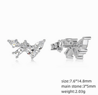 1 Pair Basic Simple Style Commute Butterfly Plating Inlay Sterling Silver Zircon Ear Studs main image 2
