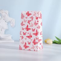 Valentine's Day Cute Stripe Butterfly Kraft Paper Party Gift Bags sku image 4