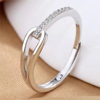 Titanium Steel Copper 18K Gold Plated Simple Style Hollow Out Inlay Geometric Zircon Open Rings main image 1