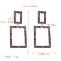 1 Pair Simple Style Classic Style Square Hollow Out Inlay Alloy Glass 14K Gold Plated Drop Earrings main image 2