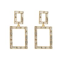 1 Pair Simple Style Classic Style Square Hollow Out Inlay Alloy Glass 14K Gold Plated Drop Earrings main image 5
