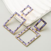 1 Pair Simple Style Classic Style Square Hollow Out Inlay Alloy Glass 14K Gold Plated Drop Earrings main image 4