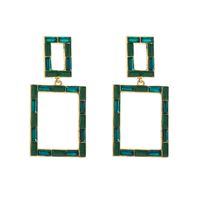 1 Pair Simple Style Classic Style Square Hollow Out Inlay Alloy Glass 14K Gold Plated Drop Earrings sku image 1