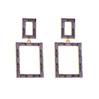 1 Pair Simple Style Classic Style Square Hollow Out Inlay Alloy Glass 14K Gold Plated Drop Earrings sku image 2