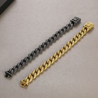 Hip-Hop Geometric Solid Color 304 Stainless Steel 18K Gold Plated Men's Bracelets main image 3