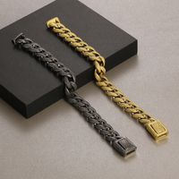 Hip-Hop Geometric Solid Color 304 Stainless Steel 18K Gold Plated Men's Bracelets main image 4