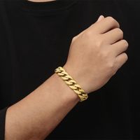 Hip-Hop Geometric Solid Color 304 Stainless Steel 18K Gold Plated Men's Bracelets main image 10