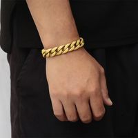 Hip-Hop Geometric Solid Color 304 Stainless Steel 18K Gold Plated Men's Bracelets main image 9