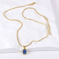 Fashion Square Stainless Steel Plating Inlay Zircon Pendant Necklace 1 Piece sku image 20