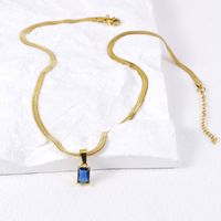 Fashion Square Stainless Steel Plating Inlay Zircon Pendant Necklace 1 Piece sku image 18