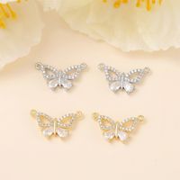 1 Piece 10 * 18mm Copper Zircon 18K Gold Plated White Gold Plated Butterfly Polished Pendant main image 7