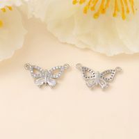 1 Piece 10 * 18mm Copper Zircon 18K Gold Plated White Gold Plated Butterfly Polished Pendant main image 4