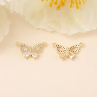 1 Piece 10 * 18mm Copper Zircon 18K Gold Plated White Gold Plated Butterfly Polished Pendant main image 3