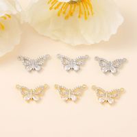 1 Piece 10 * 18mm Copper Zircon 18K Gold Plated White Gold Plated Butterfly Polished Pendant main image 5
