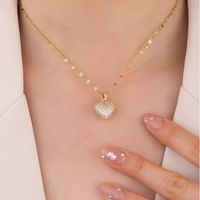 Wholesale Elegant Heart Shape 304 Stainless Steel Copper Inlay 18K Gold Plated Zircon Pendant Necklace main image 5