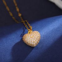 Wholesale Elegant Heart Shape 304 Stainless Steel Copper Inlay 18K Gold Plated Zircon Pendant Necklace sku image 2