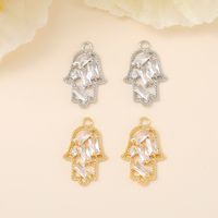 1 Piece 20 * 12mm Copper Zircon 18K Gold Plated White Gold Plated Palm Polished Pendant main image 1
