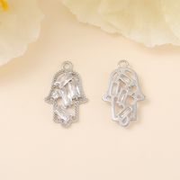 1 Piece 20 * 12mm Copper Zircon 18K Gold Plated White Gold Plated Palm Polished Pendant main image 4