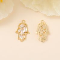 1 Piece 20 * 12mm Copper Zircon 18K Gold Plated White Gold Plated Palm Polished Pendant main image 5