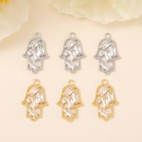 1 Piece 20 * 12mm Copper Zircon 18K Gold Plated White Gold Plated Palm Polished Pendant main image 6