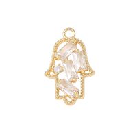1 Piece 20 * 12mm Copper Zircon 18K Gold Plated White Gold Plated Palm Polished Pendant main image 3