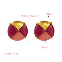 1 Pair Casual Retro Round Square Hollow Out Inlay Carving Resin Zinc Alloy Resin Glass 14K Gold Plated Ear Studs main image 2