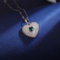 Wholesale Elegant Heart Shape 304 Stainless Steel Copper Inlay 18K Gold Plated Zircon Pendant Necklace sku image 2