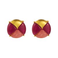 1 Pair Casual Retro Round Square Hollow Out Inlay Carving Resin Zinc Alloy Resin Glass 14K Gold Plated Ear Studs sku image 3