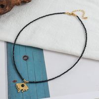 Wholesale Jewelry Streetwear Eye 304 Stainless Steel Stone 18K Gold Plated Pendant Necklace sku image 1
