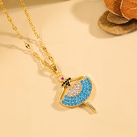 Wholesale Cute Human 304 Stainless Steel Copper Inlay 18K Gold Plated Zircon Pendant Necklace main image 1