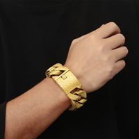 Hip Hop Geométrico Acero Inoxidable 304 Chapados en oro de 18k Hombres Pulsera main image 7