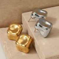 1 Pair Casual Solid Color Plating Three-dimensional 316 Stainless Steel  14K Gold Plated White Gold Plated Gold Plated Ear Studs main image 2
