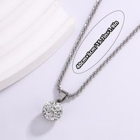 304 Stainless Steel Soft Clay Elegant Inlay Solid Color Rhinestones Pendant Necklace main image 4