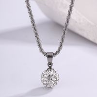 304 Stainless Steel Soft Clay Elegant Inlay Solid Color Rhinestones Pendant Necklace main image 3
