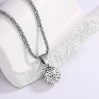 304 Stainless Steel Soft Clay Elegant Inlay Solid Color Rhinestones Pendant Necklace main image 5