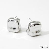 1 Pair Casual Solid Color Plating Three-dimensional 316 Stainless Steel  14K Gold Plated White Gold Plated Gold Plated Ear Studs sku image 1