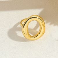 Kupfer Vintage-Stil Einfacher Stil Pendeln Inlay Geometrisch Runden Zirkon Offener Ring sku image 1