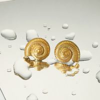 1 Par Casual Estilo Vintage Espiral Acero Inoxidable 304 Chapados en oro de 18k Pendientes main image 4