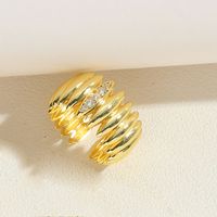 Kupfer Vintage-Stil Einfacher Stil Pendeln Inlay Geometrisch Runden Zirkon Offener Ring sku image 6