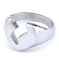 Hip-Hop Streetwear Heart Shape 304 Stainless Steel Carving Men's Rings sku image 1