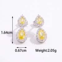 1 Piece Romantic Water Droplets Inlay Sterling Silver Zircon White Gold Plated Drop Earrings sku image 1